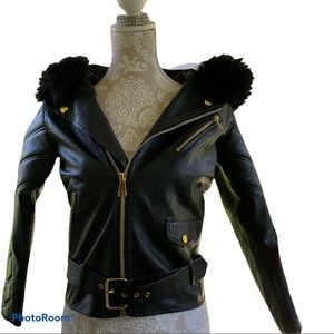 Robert Phillipe Hooded Belted Moto Jacket